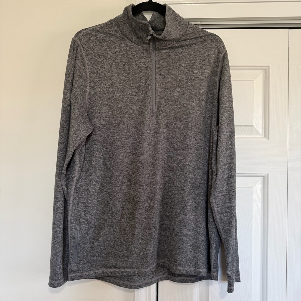 Quince Flowknit Performance Half-Zip Heather Gray Pullover Size Large